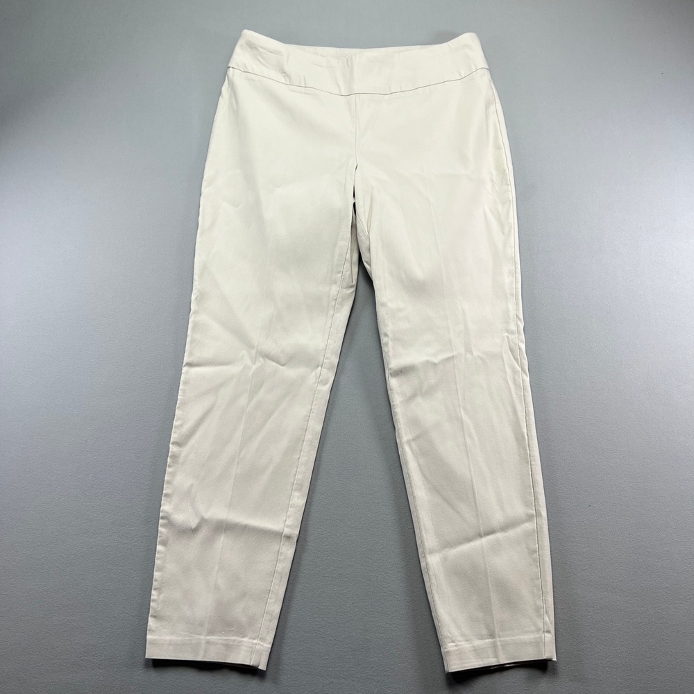 Cato Est.1946 Cropped Pants Womens 12 Beige Rayon Stretch Flat Front Pull On